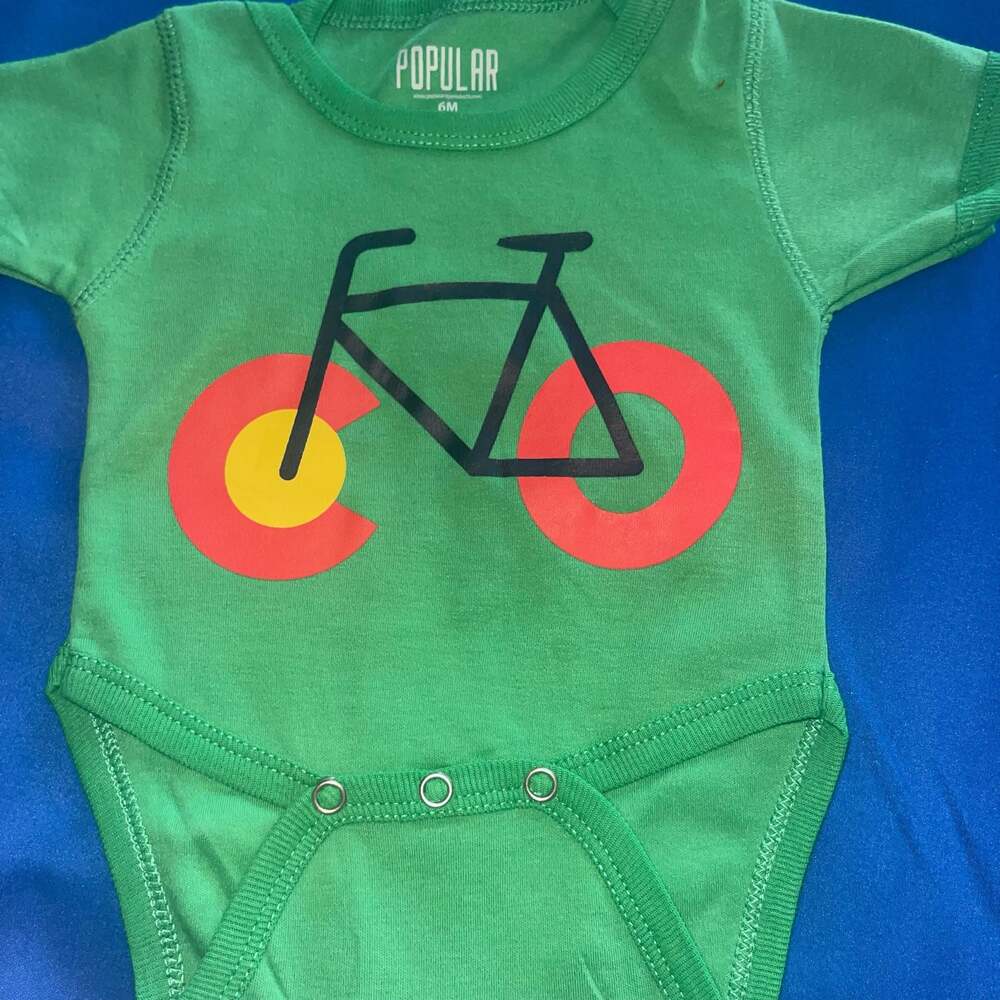 Popular Products Colorado Bicycle Graphic Infant Bodysuit Green - Picture 1 of 3